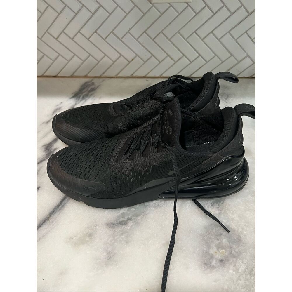 Nike Air Max 270 Triple Black Men’s Size 9.5 AH8050-005 All Black Sneakers - Picture 8 of 10